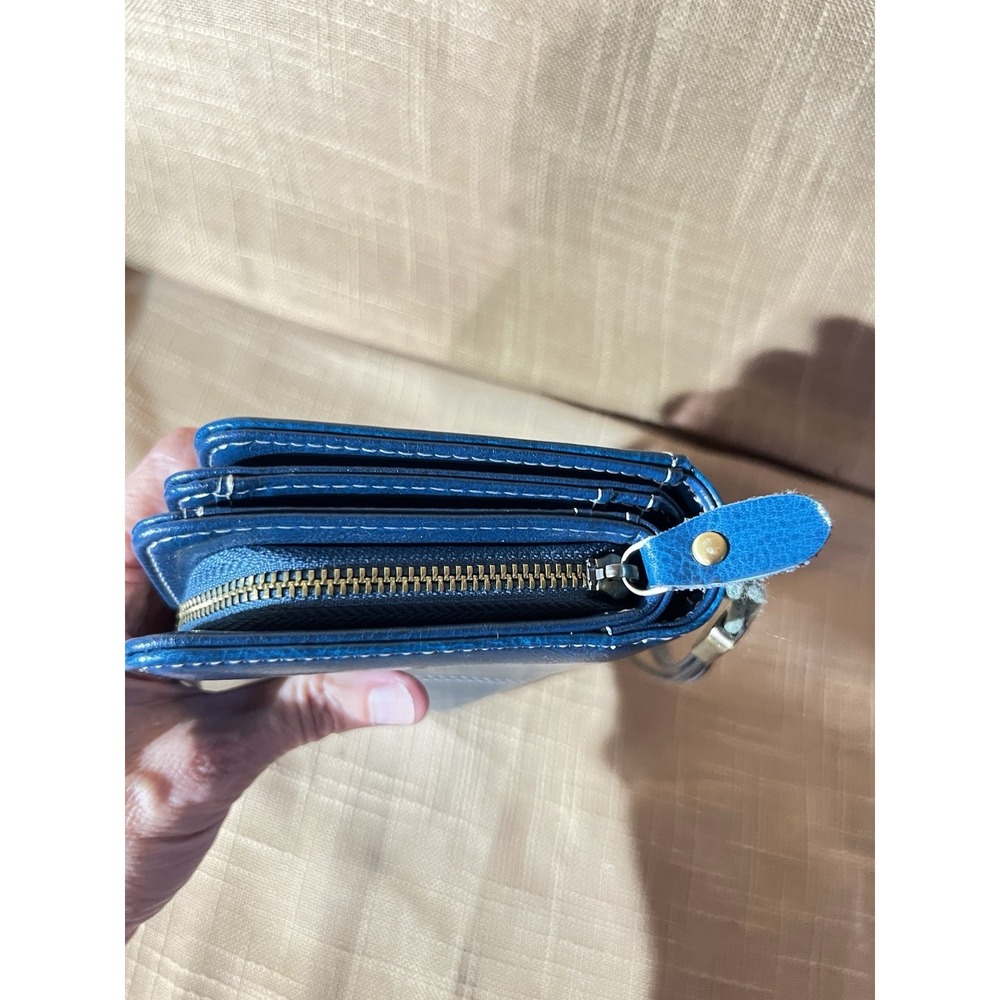 Insifeel Teal Blue Organizer Wallet Flower Snap Zip Around Wristlet 7.5x4.5 - Picture 10 of 14